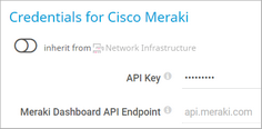 Credentials for Cisco Meraki