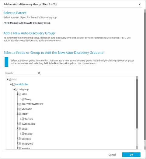 Add Auto-Discovery Group Assistant Step 1