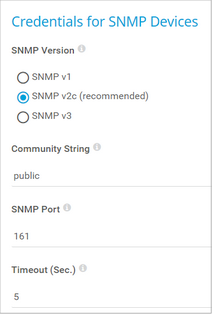 Credentials for SNMP Devices