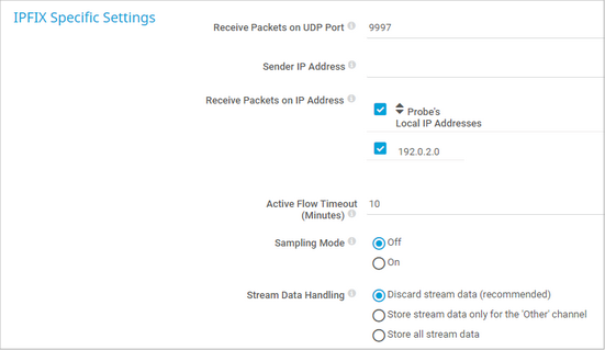 IPFIX Specific Settings