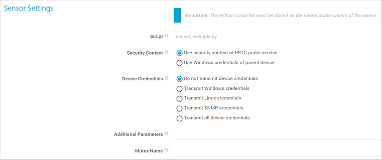 Sensor Settings