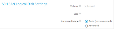 SSH SAN Logical Disk Settings