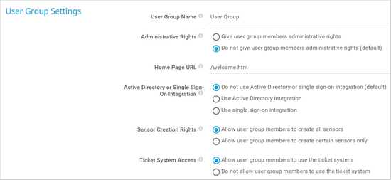 User Group Settings